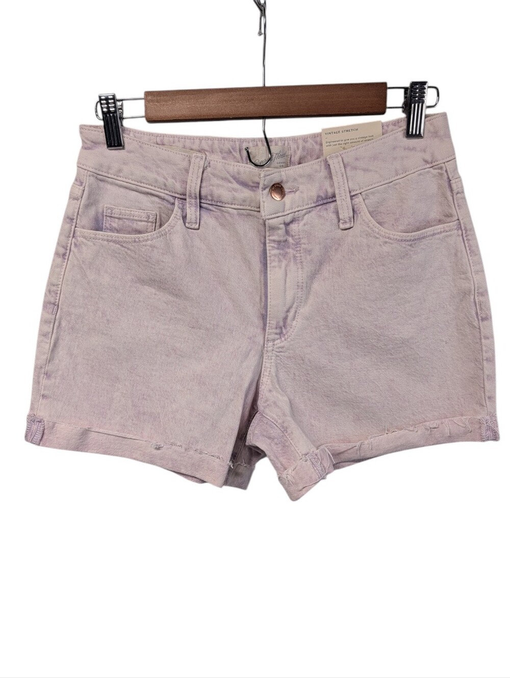 Universal Thread Womens Vintage Midi Shorts PinkPurple Acid Wash Denim 2/26 NWT